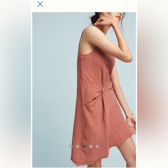 Amadi Shayna Rust Sleeveless Dress with Knot Detail. Slub Cotton. Size M, Travel - Picture 7 of 14